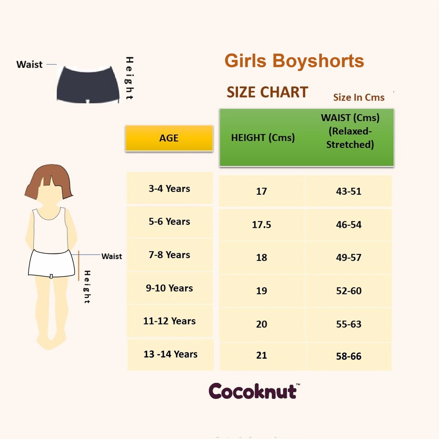 Cocoknut Girls Boyshorts (Pack of 3)
