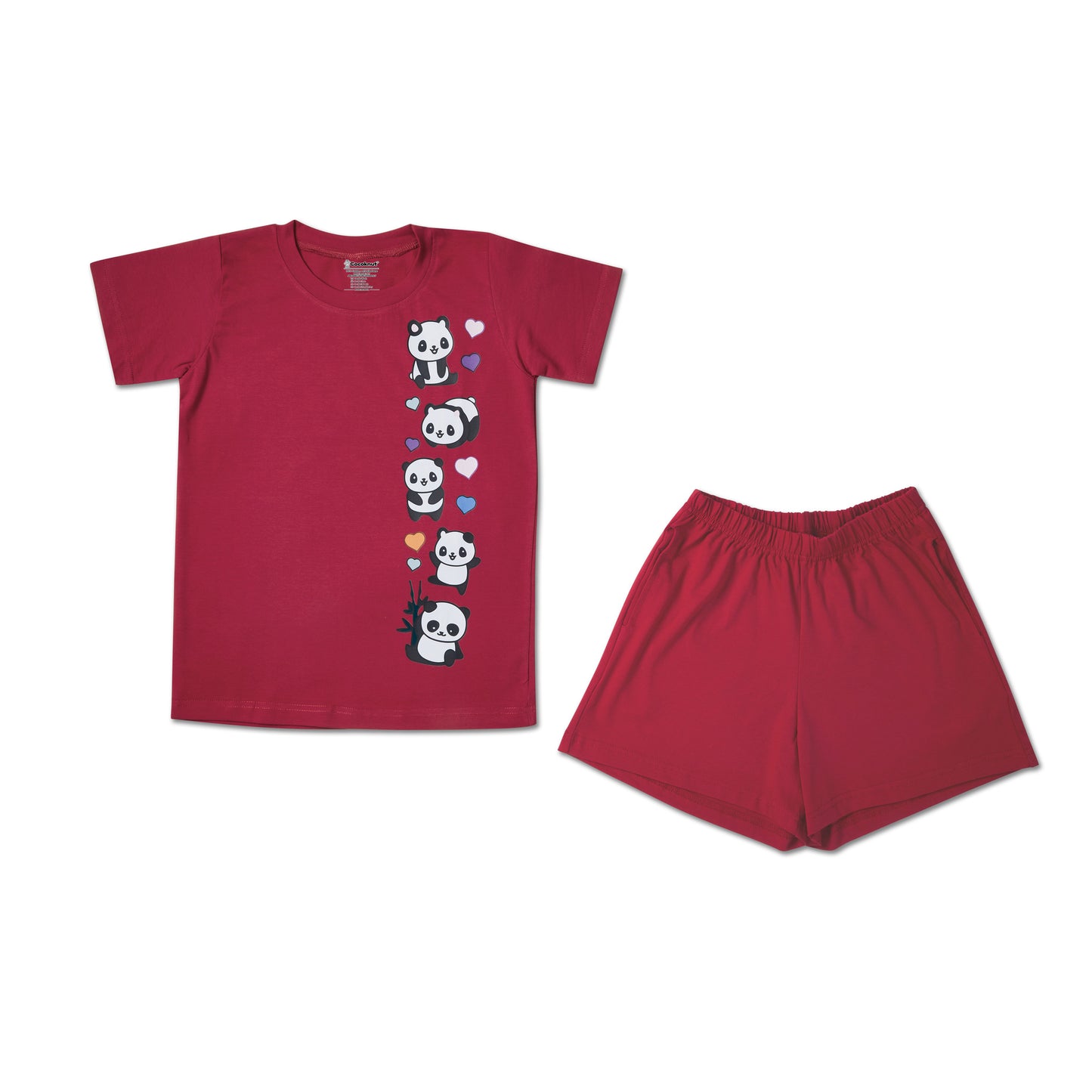 Family Maroon Girls T-shirt and Shorts set 