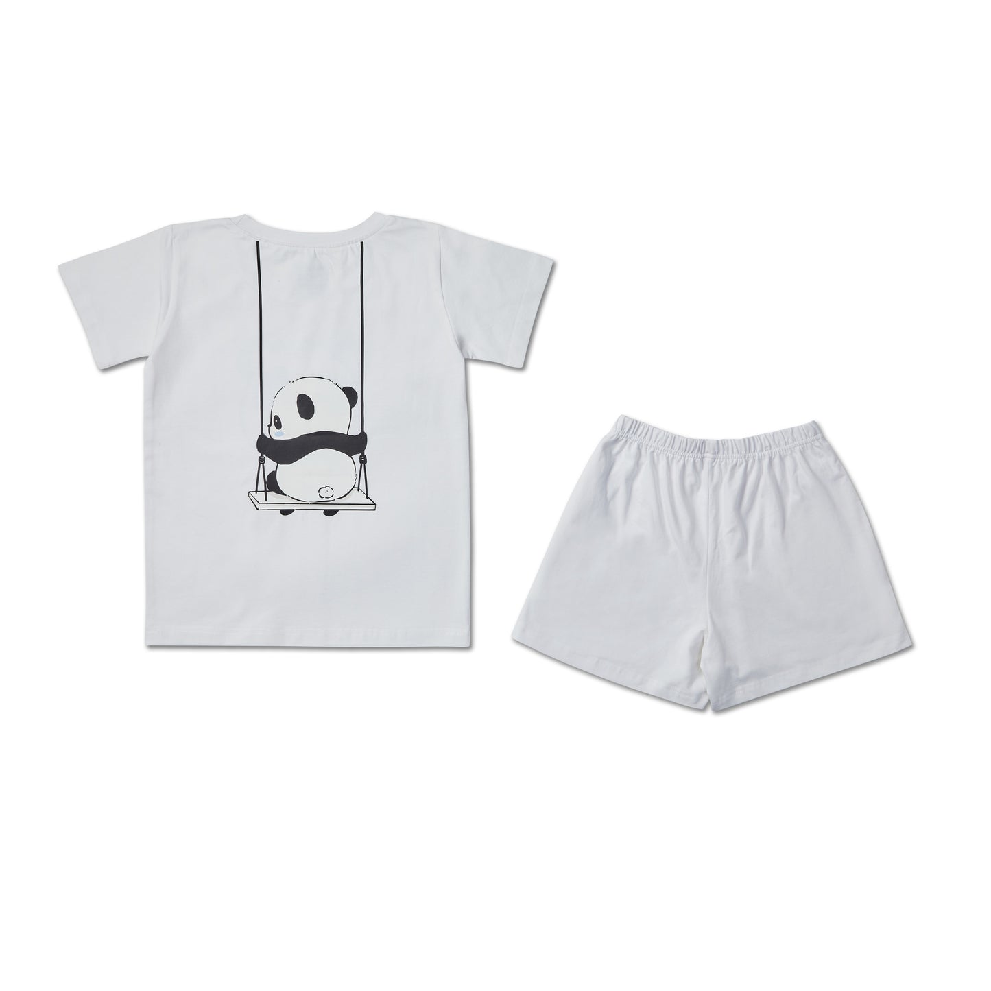 Panda White Girls T-shirt and Shorts set