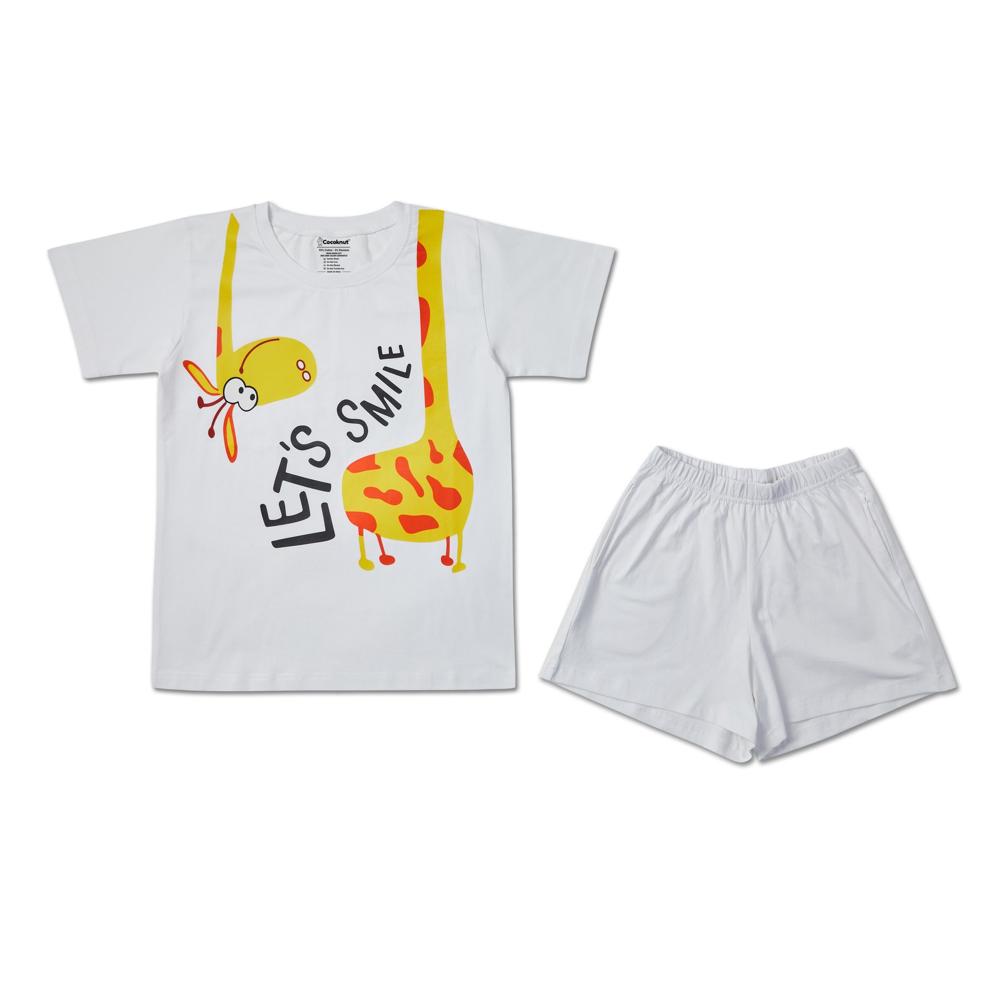  Smile  White Girls T-shirt and Shorts set 