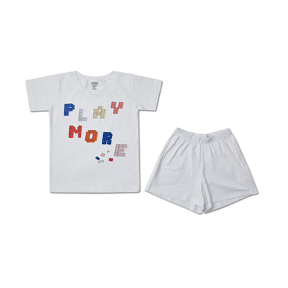 Playmore White Girls T-shirt and Shorts set 