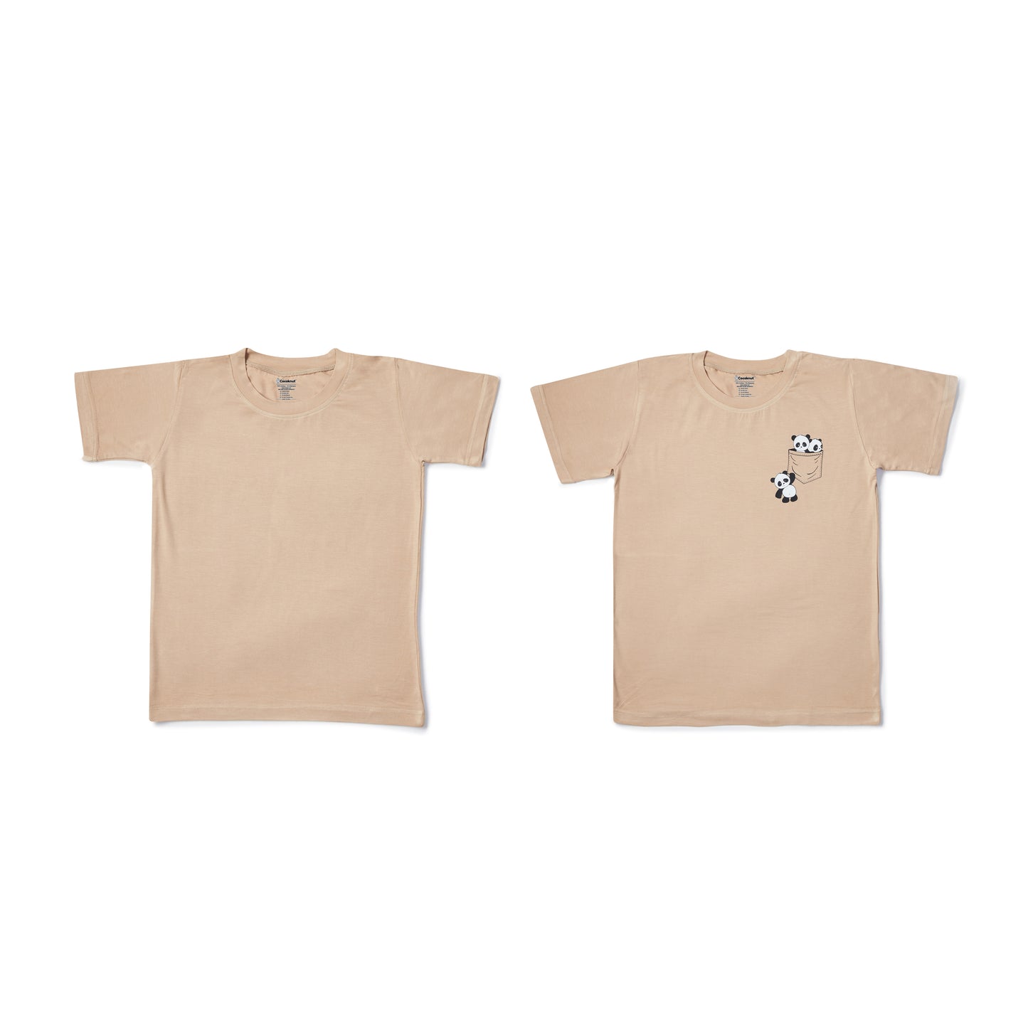 Hanging Panda Plain Beige Unisex Tshirt (Pack of 2)