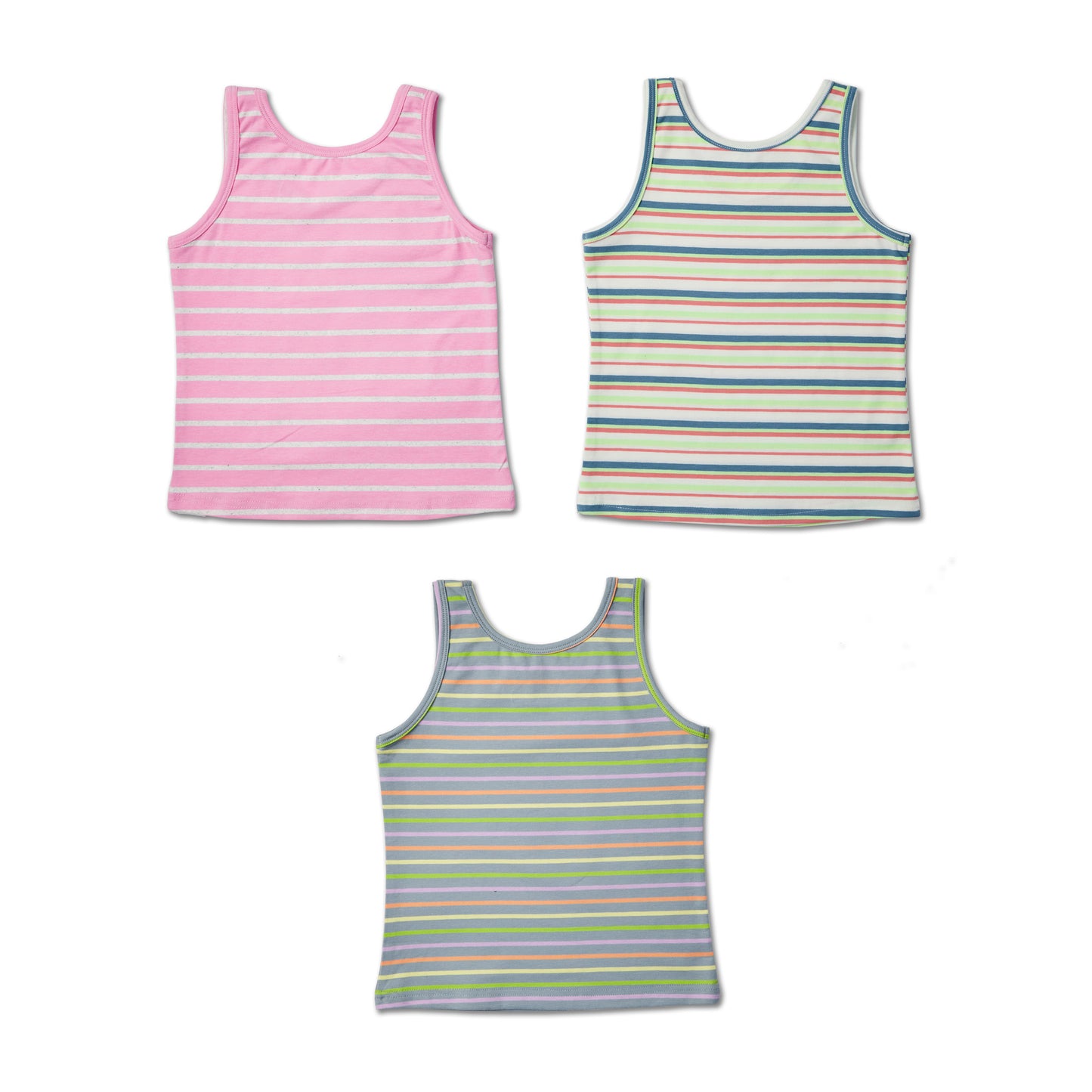 Confidence Stripes Girls Tank Top (Pack of 3)