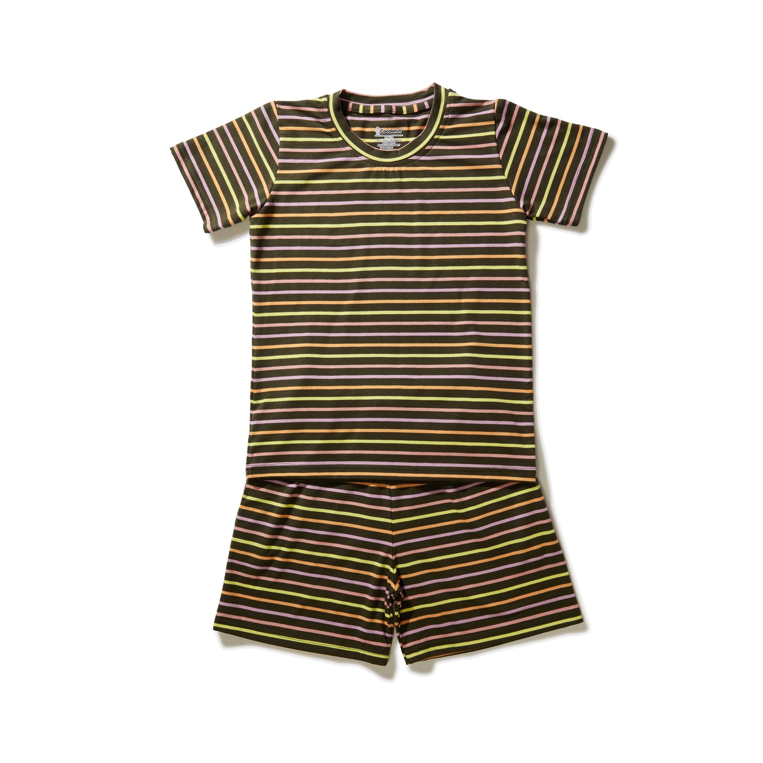 "Brown striped cotton boys nightwear set for sleepwear"