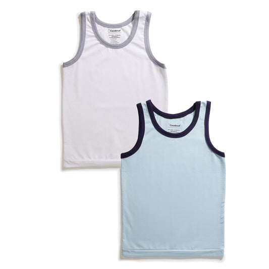 Cloudy Sky boys vest pack of 2 soft cotton stretchable