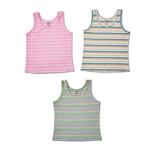 Confidence striped girls tank tops trio pack