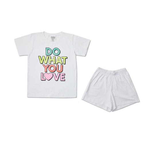 Do love graphic white Unisex tee and shorts