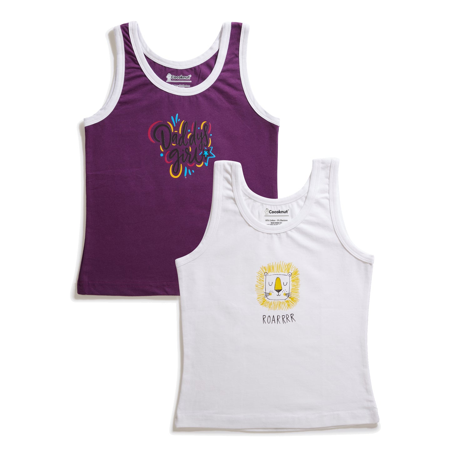 Soft Cotton Roarrr Print Girls Tank Tops Set