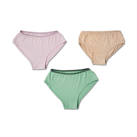 Soft plain girls panties in feathery texture pack of 3