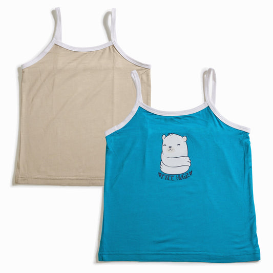 Free Hugz Girls Camisole Set with Bio-washed Cotton
