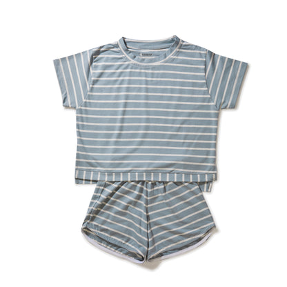 Soft Stretchy Grey Stripes Cotton Girls Nightwear