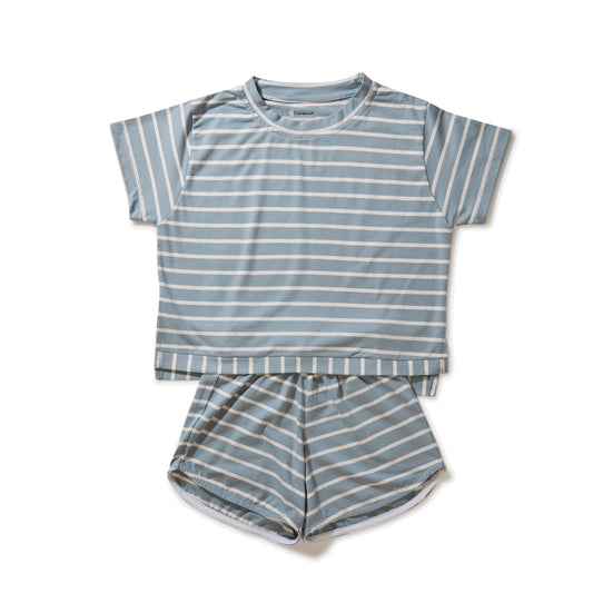 Soft Stretchy Grey Stripes Cotton Girls Nightwear