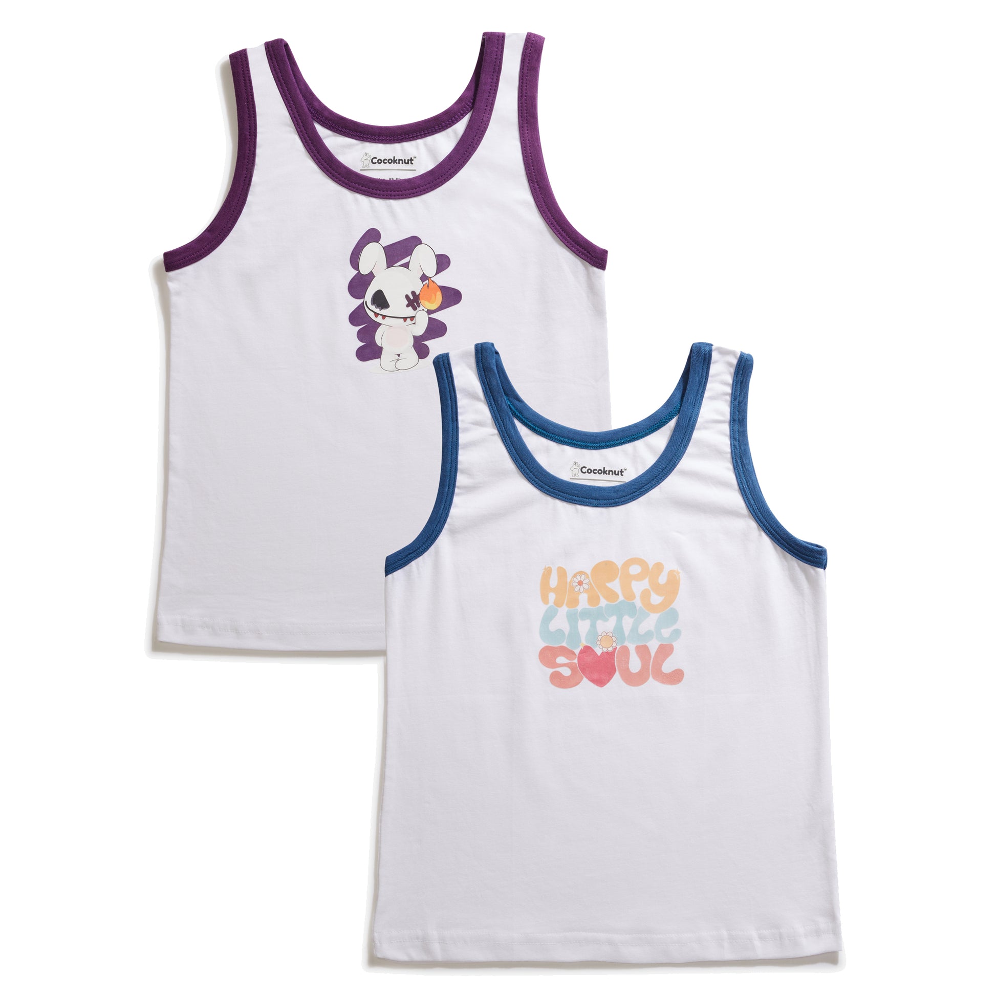 Happy Marshmallow Girls Cotton Tank Tops Set