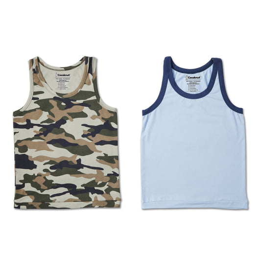 Jungle sky print boys vest twin pack