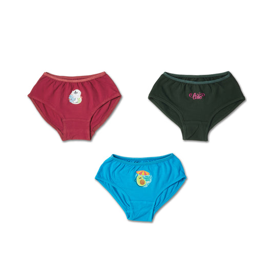 Cute girls panty pack of 3 with playful design