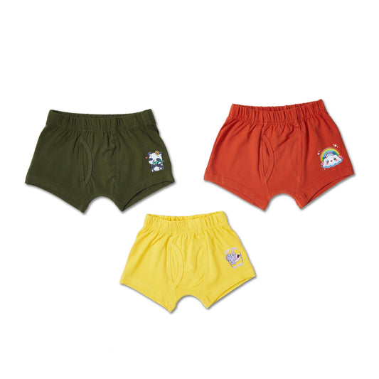 Bright love print boys trunks 3-pack