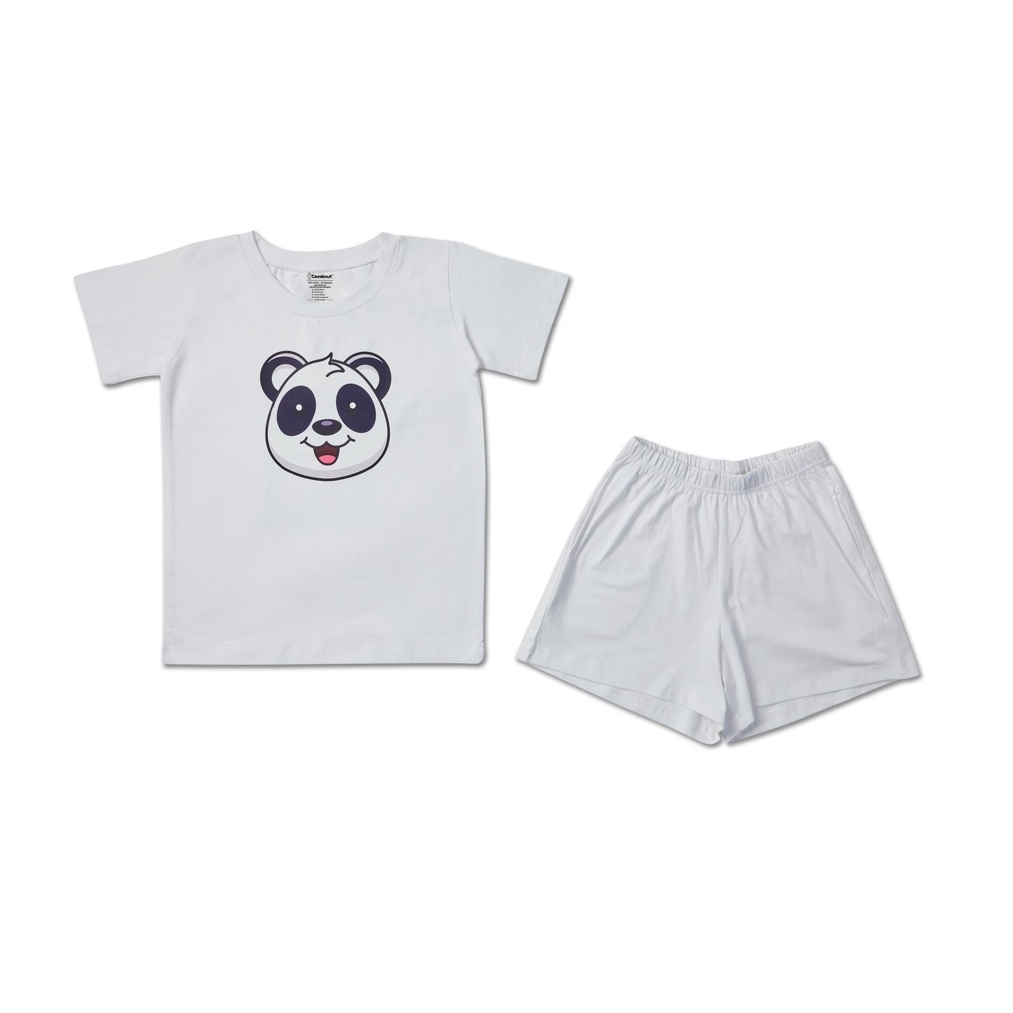 Cute panda white Unisex tee and shorts set