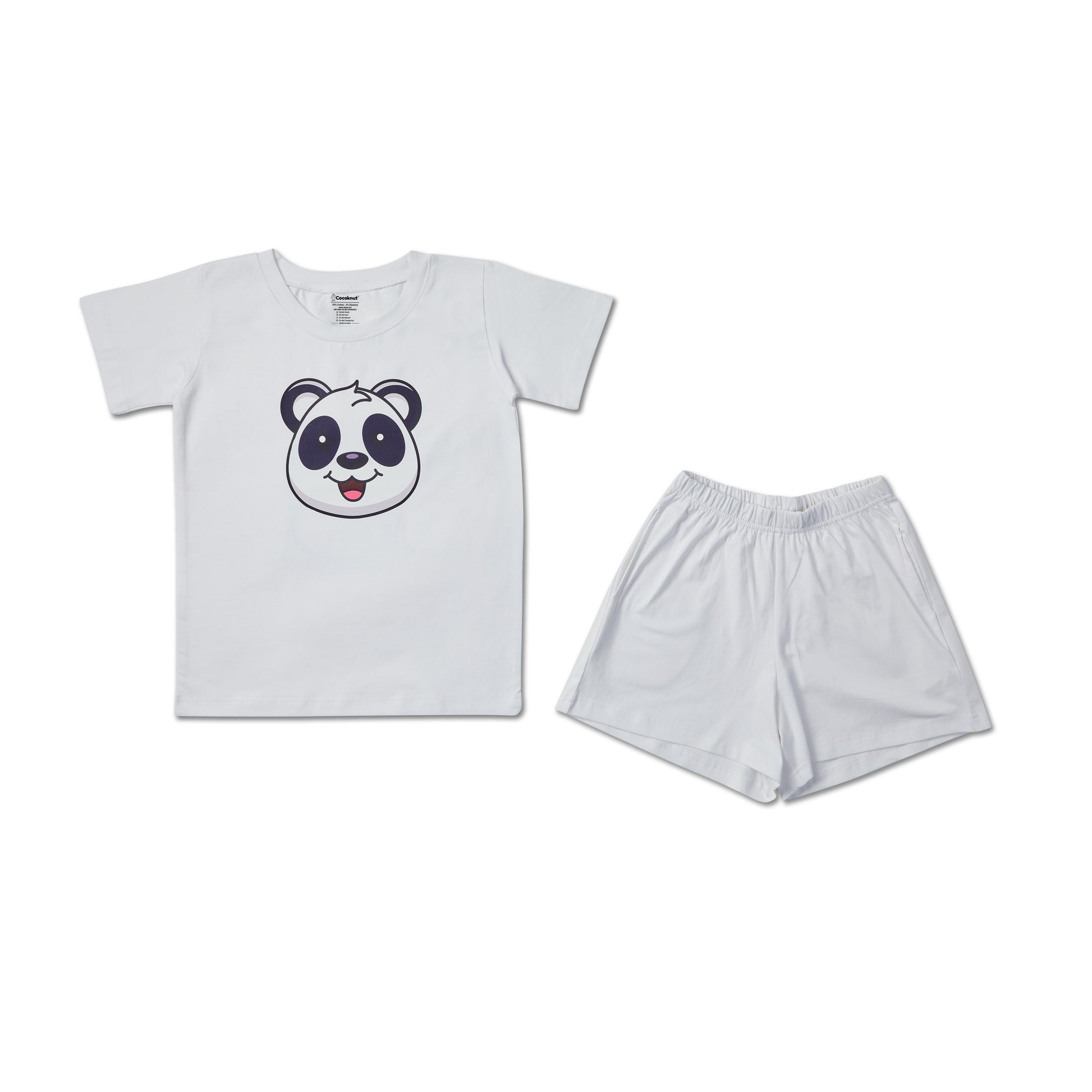 Cute panda white Unisex tee and shorts set