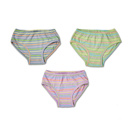 Soft pastel striped panties pack of 3 for girls