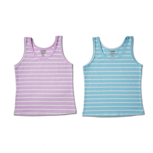 Soft pastel striped girls tank tops duo pack