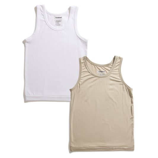 Plain boys vest pack of 2 in cotton