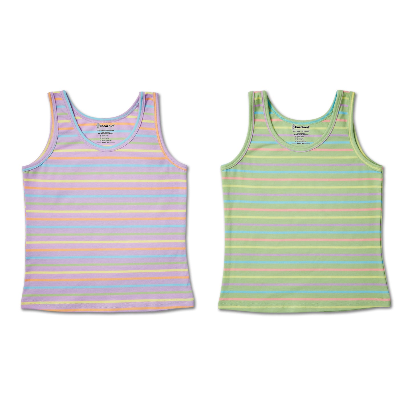 Roadtrip theme striped girls tank tops pair