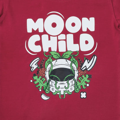 Moon Maroon Boys T-shirt and Shorts set