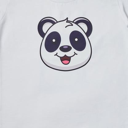 Panda White Girls T-shirt and Shorts set