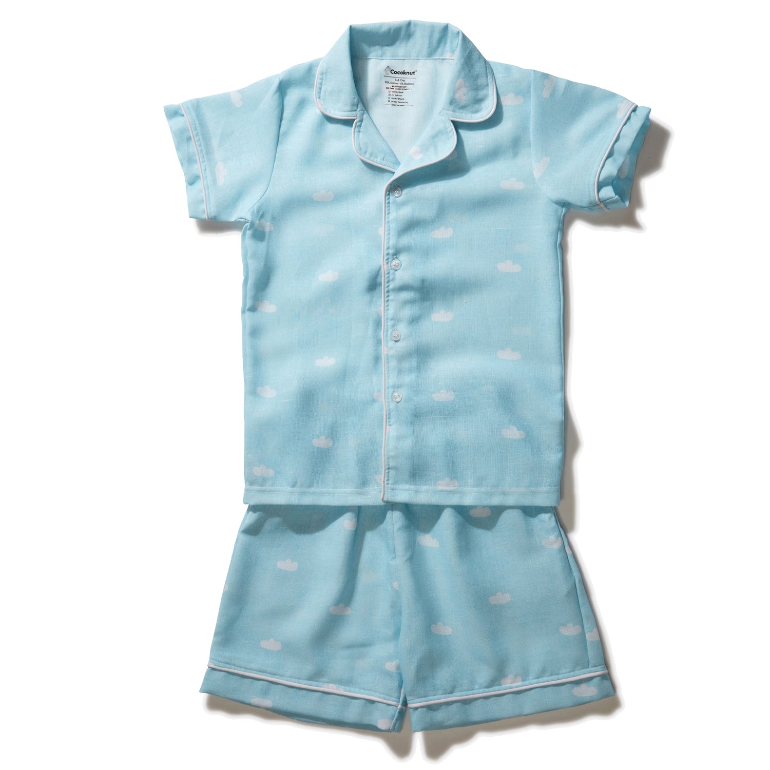 Skyblue linen boys nightwear set for bedtime comfort