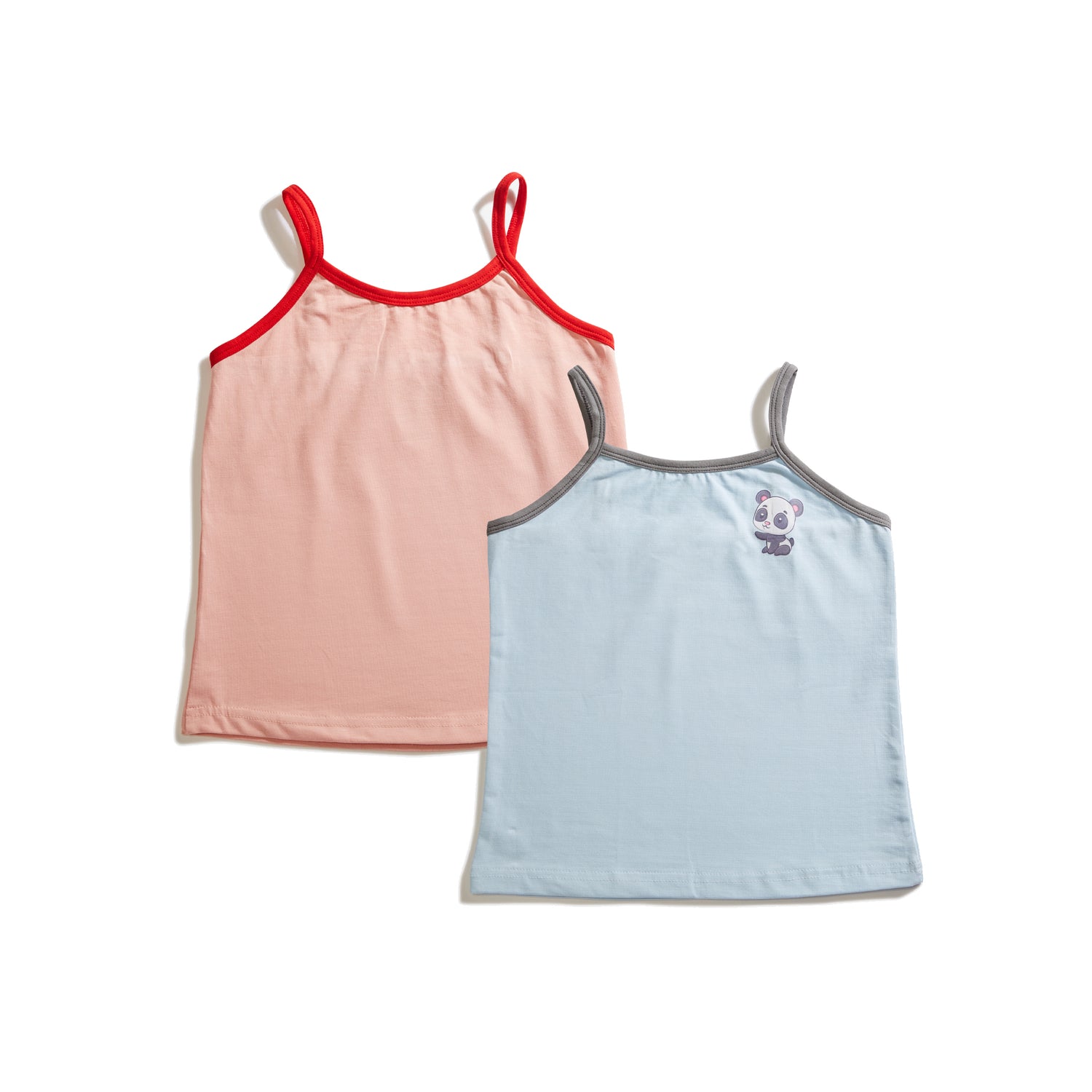 Soft Cotton Lycra Panda Print Girls Camisole Duo