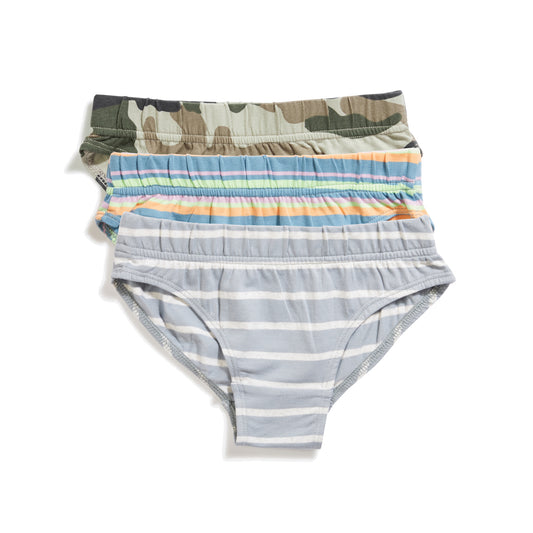 Boys straightcut camo stripes briefs three pack