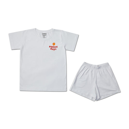  Sunset vibe white Unisex tee and shorts set