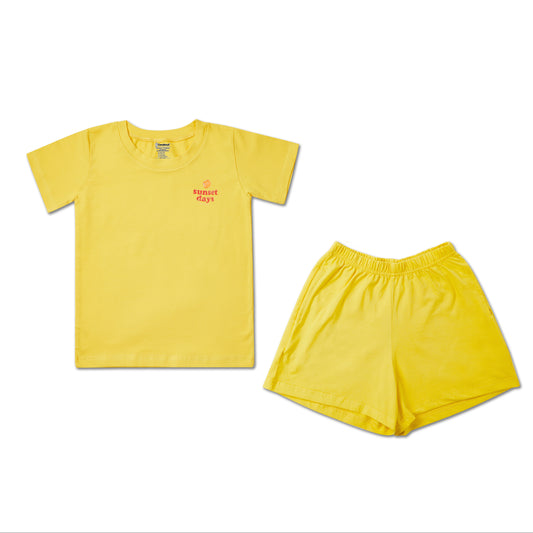Sunset yellow tee and shorts combo