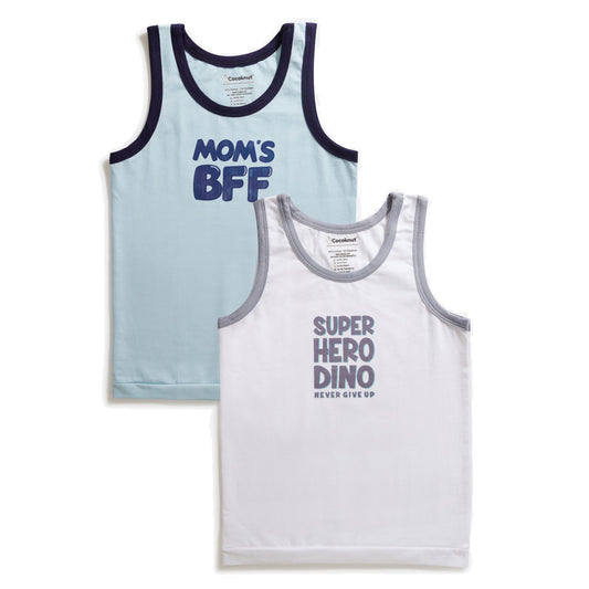 Super Hero BFF boys vest pack of 2 with printed design