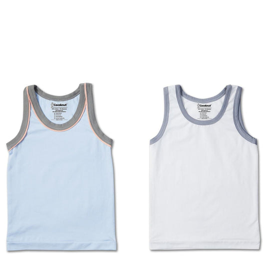 Light cloudy boys vest twin pack