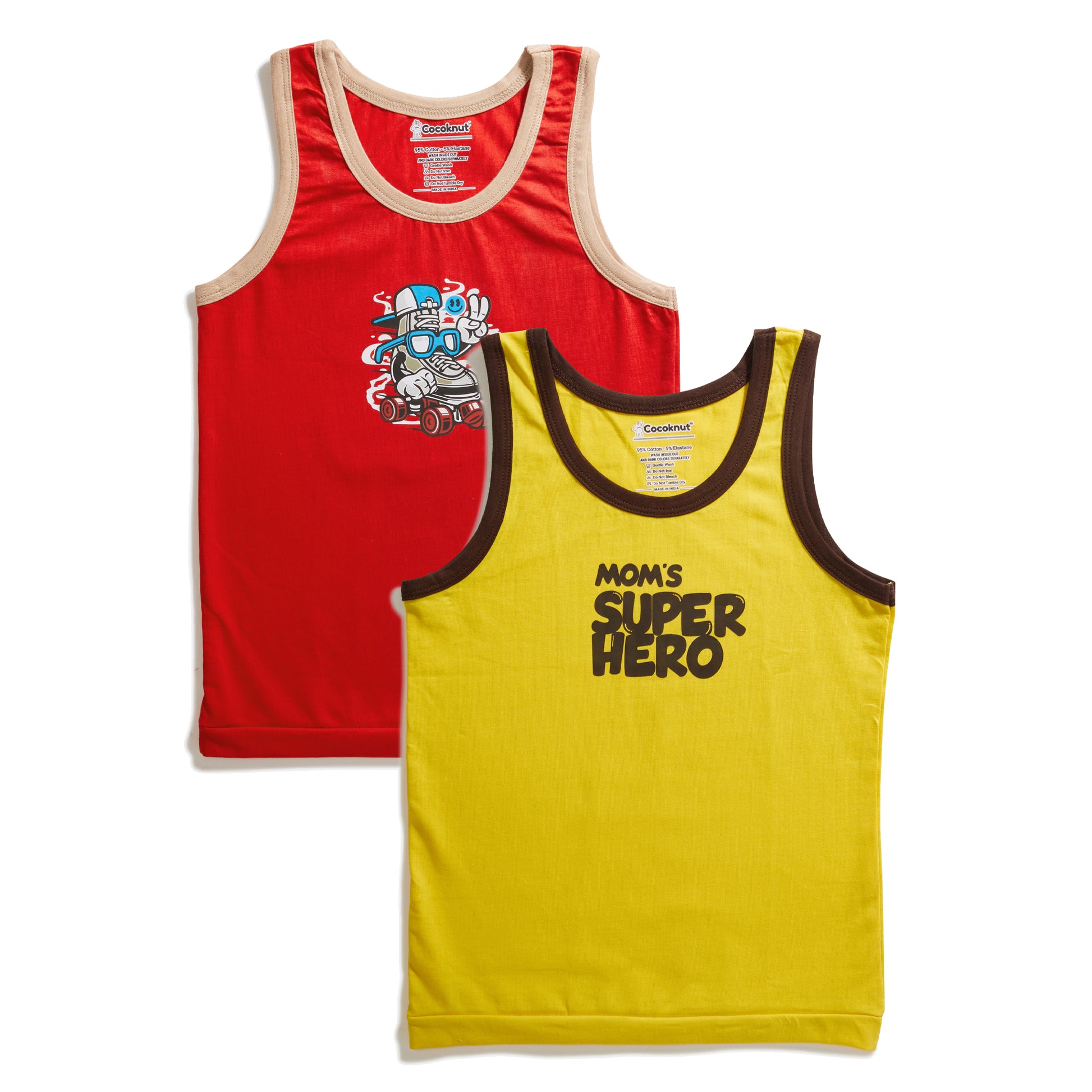 Super Hero Skate boys vest pack of 2 with printed design